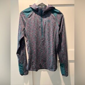 REI Women’s Activewear Half Zip Hooded Long Sleeve Top Pink Teal M
